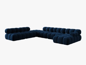 COLTAR MODULAR BELLIS, STANGA, 6 LOCURI, 379 CM, ALBASTRU 81, TAPITERIE DIN CATIFEA, DESIGN DEOSEBIT - Img 5