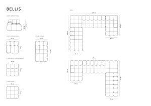 COLTAR MODULAR BELLIS, STANGA, 6 LOCURI, 379 CM, ALBASTRU DESCHIS 80, TAPITERIE DIN CATIFEA, DESIGN DEOSEBIT - Img 8