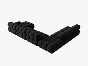 COLTAR MODULAR BELLIS, STANGA, 6 LOCURI, 379 CM, NEGRU 100, TAPITERIE DIN CATIFEA, DESIGN DEOSEBIT - Img 6