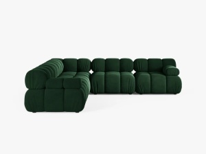 COLTAR MODULAR BELLIS, VERDE SMARALD, CU TAPITERIE DIN CATIFEA BLUVEL, MICADONI - Img 2