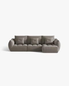 COLTAR MODULAR BLOOM, PE DREAPTA, GRI, 327 CM, CU TAPITERIE DIN TEXTIL CATIFEA CASINO, MICADONI