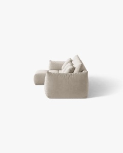 COLTAR MODULAR BLOOM, PE STANGA, BEJ DESCHIS, 327 CM, CU TAPITERIE DIN TEXTIL CATIFEA CASINO, MICADONI - Img 3