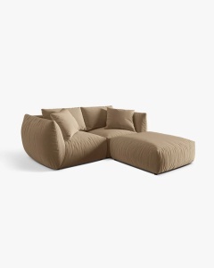 COLTAR MODULAR CHRIS, 220X100, BEJ MIGDALA, CU TAPITERIE DIN TEXTIL CATIFEA CASINO, MICADONI