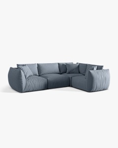 COLTAR MODULAR CHRIS, PE DREAPTA, 210X295, ALBASTRU PAL, CU TAPITERIE DIN TEXTIL STRUCTURAT LINS, MICADONI - Img 3
