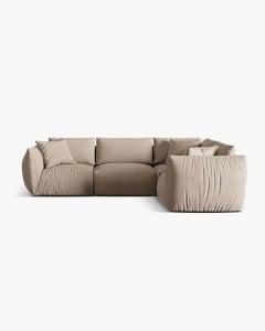 COLTAR MODULAR CHRIS, PE DREAPTA, 210X295, NISIPIU, CU TAPITERIE DIN TEXTIL STRUCTURAT LINS, MICADONI - Img 2