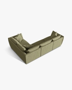 COLTAR MODULAR CHRIS, PE DREAPTA, 210X295, VERDE DESCHIS, CU TAPITERIE DIN TEXTIL STRUCTURAT LINS, MICADONI - Img 2