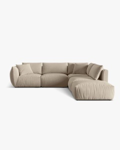 COLTAR MODULAR CHRIS, PE DREAPTA, 290X295, BEJ DESCHIS, CU TAPITERIE DIN TEXTIL CATIFEA CASINO, MICADONI - Img 2