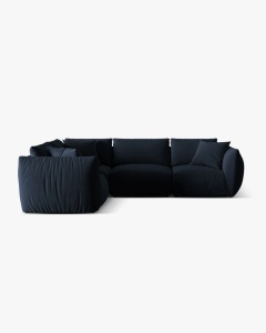 COLTAR MODULAR CHRIS, PE STANGA, 210X295, ALBASTRU ROYAL, CU TAPITERIE DIN TEXTIL CATIFEA CASINO, MICADONI