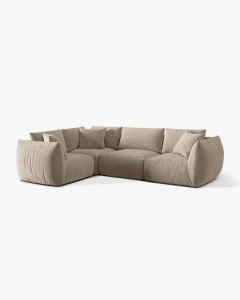 COLTAR MODULAR CHRIS, PE STANGA, 210X295, BEJ DESCHIS, CU TAPITERIE DIN TEXTIL CATIFEA CASINO, MICADONI - Img 3
