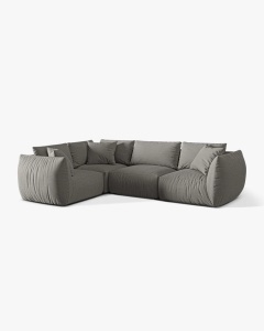 COLTAR MODULAR CHRIS, PE STANGA, 210X295, GRI CALD, CU TAPITERIE DIN TEXTIL STRUCTURAT LINS, MICADONI - Img 3