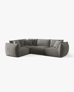 COLTAR MODULAR CHRIS, PE STANGA, 210X295, GRI, CU TAPITERIE DIN TEXTIL CATIFEA CASINO, MICADONI - Img 3