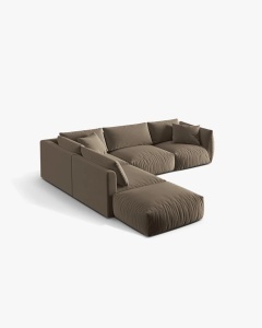 COLTAR MODULAR CHRIS, PE STANGA, 290X295, MARO DESCHIS, CU TAPITERIE DIN TEXTIL CATIFEA CASINO, MICADONI - Img 2