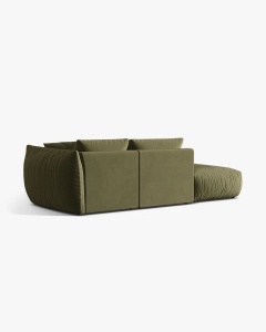 COLTAR MODULAR CHRIS, PE STANGA, 315X100, VERDE DESCHIS, CU TAPITERIE DIN TEXTIL CATIFEA CASINO, MICADONI - Img 2