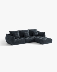 COLTAR MODULAR, CU 2 LOCURI, BLOOM, ALBASTRU MARIN, 327 CM, CU TAPITERIE DIN TEXTIL STRUCTURAT WIND, MICADONI - Img 2