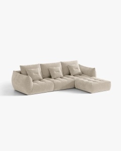 COLTAR MODULAR, CU 2 LOCURI, BLOOM, BEJ DESCHIS, 327 CM, CU TAPITERIE DIN TEXTIL STRUCTURAT WIND, MICADONI - Img 2
