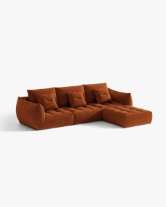 COLTAR MODULAR, CU 2 LOCURI, BLOOM, CARAMIZIU, 327 CM, CU TAPITERIE DIN TEXTIL CATIFEA CASINO, MICADONI - Img 2