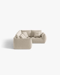 COLTAR MODULAR, CU 4 LOCURI, BLOOM, PE DREAPTA, BEJ DESCHIS, 316 CM, CU TAPITERIE DIN TEXTIL STRUCTURAT WIND, MICADONI - Img 3
