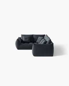 COLTAR MODULAR, CU 4 LOCURI, BLOOM, PE STANGA, ALBASTRU MARIN, 316 CM, CU TAPITERIE DIN TEXTIL STRUCTURAT WIND, MICADONI - Img 3