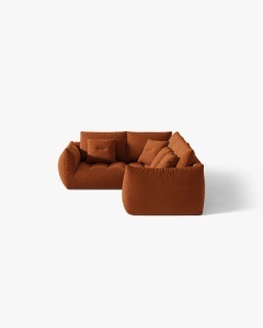 COLTAR MODULAR, CU 4 LOCURI, BLOOM, PE STANGA, CARAMIZIU, 316 CM, CU TAPITERIE DIN TEXTIL CATIFEA CASINO, MICADONI - Img 3