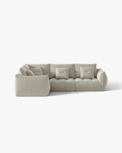 COLTAR MODULAR, CU 4 LOCURI, BLOOM, PE STANGA, GRI DESCHIS, 316 CM, CU TAPITERIE DIN TEXTIL STRUCTURAT WIND, MICADONI