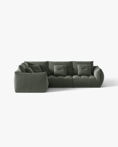 COLTAR MODULAR, CU 4 LOCURI, BLOOM, PE STANGA, VERDE MUSCHI, 316 CM, CU TAPITERIE DIN TEXTIL STRUCTURAT WIND, MICADONI