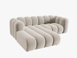 COLTAR MODULAR LUPIN, STANGA, 3 LOCURI, 228 CM, BEJ 1, TAPITERIE DIN CATIFEA, DESIGN DEOSEBIT - Img 2