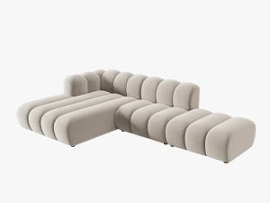 COLTAR MODULAR LUPIN, STANGA, 5 LOCURI, 294 CM, BEJ 1, TAPITERIE DIN CATIFEA, DESIGN DEOSEBIT - Img 2