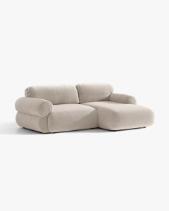 COLTAR MODULAR, OPHELIA, BEJ, PE DREAPTA, 236 CM, CU TAPITERIE DIN TEXTIL CATIFEA VENUS, MICADONI - Img 2