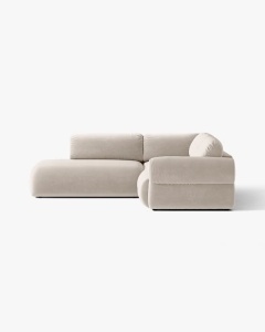COLTAR MODULAR, OPHELIA, BEJ, PE STANGA, 289 CM, CU TAPITERIE DIN TEXTIL CATIFEA VENUS, MICADONI - Img 3
