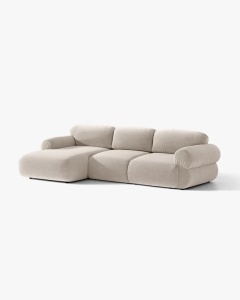 COLTAR MODULAR, OPHELIA, BEJ, PE STANGA, 297 CM, CU TAPITERIE DIN TEXTIL CATIFEA VENUS, MICADONI - Img 2