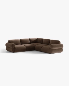 COLTAR MODULAR, OPHELIA, CIOCOLATIU, 289 CM, CU TAPITERIE DIN TEXTIL CATIFEA VENUS, MICADONI