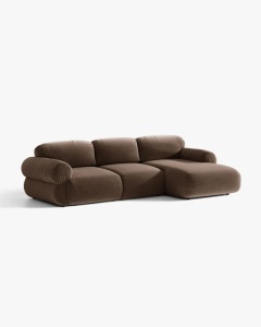 COLTAR MODULAR, OPHELIA, CIOCOLATIU, PE DREAPTA, 297 CM, CU TAPITERIE DIN TEXTIL CATIFEA VENUS, MICADONI - Img 2