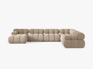 COLTAR MODULAR PANORAMIC BELLIS, PE DREAPTA, BEJ, CU TAPITERIE DIN CATIFEA VENUS, MICADONI - Img 2