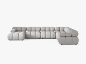 COLTAR MODULAR PANORAMIC BELLIS, PE DREAPTA, GRI DESCHIS, CU TAPITERIE DIN TEXTIL STRUCTURAT LIBERTY, MICADONI - Img 2