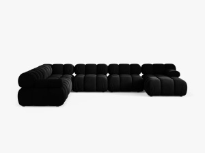 COLTAR MODULAR PANORAMIC BELLIS, PE STANGA, NEGRU, CU TAPITERIE DIN CATIFEA VENUS, MICADONI - Img 2