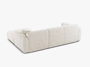 COLTAR MOLINO, 225 CM, PE DREAPTA, ALB, CU TAPITERIE DIN TEXTIL BOUCLE BALOO, MICADONI - Img 3