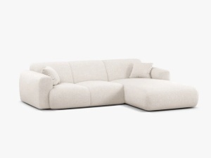 COLTAR MOLINO, 225 CM, PE DREAPTA, BEJ DESCHIS, CU TAPITERIE DIN TEXTIL CHENILLE EDEN, MICADONI - Img 2