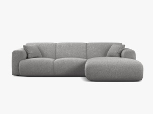 COLTAR MOLINO, 225 CM, PE DREAPTA, GRI DESCHIS, CU TAPITERIE DIN TEXTIL CHENILLE EDEN, MICADONI