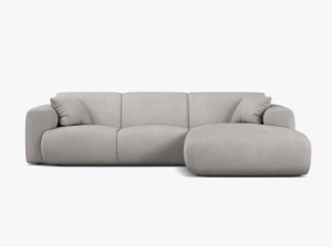 COLTAR MOLINO, 225 CM, PE DREAPTA, GRI DESCHIS, CU TAPITERIE DIN TEXTIL CHENILLE REBEL, MICADONI