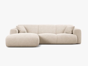COLTAR MOLINO, 225 CM, PE STANGA, BEJ, CU TAPITERIE DIN TEXTIL BOUCLE BALOO, MICADONI