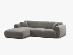 COLTAR MOLINO, 225 CM, PE STANGA, GRI, CU TAPITERIE DIN TEXTIL CATIFEA CASINO, MICADONI - Img 2