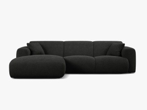 COLTAR MOLINO, 225 CM, PE STANGA, NEGRU, CU TAPITERIE DIN TEXTIL BOUCLE BALOO, MICADONI