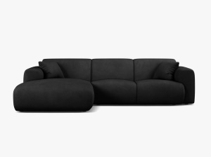 COLTAR MOLINO, 225 CM, PE STANGA, NEGRU, CU TAPITERIE DIN TEXTIL CHENILLE REBEL, MICADONI
