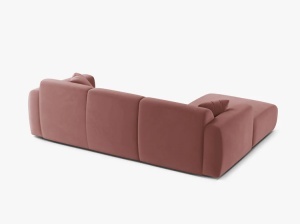 COLTAR MOLINO, 225 CM, PE STANGA, ROZ FLAMINGO, CU TAPITERIE DIN TEXTIL CATIFEA CASINO, MICADONI - Img 3