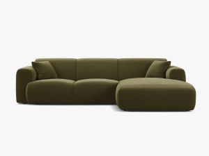 COLTAR MOLINO, 255 CM, PE DREAPTA, VERDE DESCHIS, CU TAPITERIE DIN TEXTIL CATIFEA CASINO, MICADONI