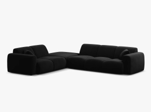 COLTAR MOLINO, 315 CM, NEGRU, PE STANGA, CU TAPITERIE DIN TEXTIL CATIFEA VELVET CASINO, MICADONI