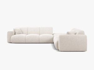 COLTAR MOLINO, 315 CM, PE DREAPTA, BEJ DESCHIS, CU TAPITERIE DIN TEXTIL CHENILLE EDEN, MICADONI - Img 2