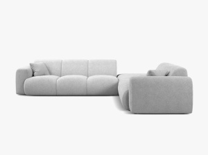 COLTAR MOLINO, 315 CM, PE DREAPTA, GRI DESCHIS, CU TAPITERIE DIN TEXTIL BOUCLE BALOO, MICADONI - Img 2