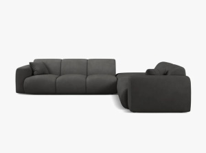 COLTAR MOLINO, 315 CM, PE DREAPTA, GRI INCHIS, CU TAPITERIE DIN TEXTIL CHENILLE EDEN, MICADONI - Img 2