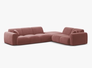 COLTAR MOLINO, 315 CM, PE DREAPTA, ROZ FLAMINGO, CU TAPITERIE DIN TEXTIL CATIFEA VELVET CASINO, MICADONI